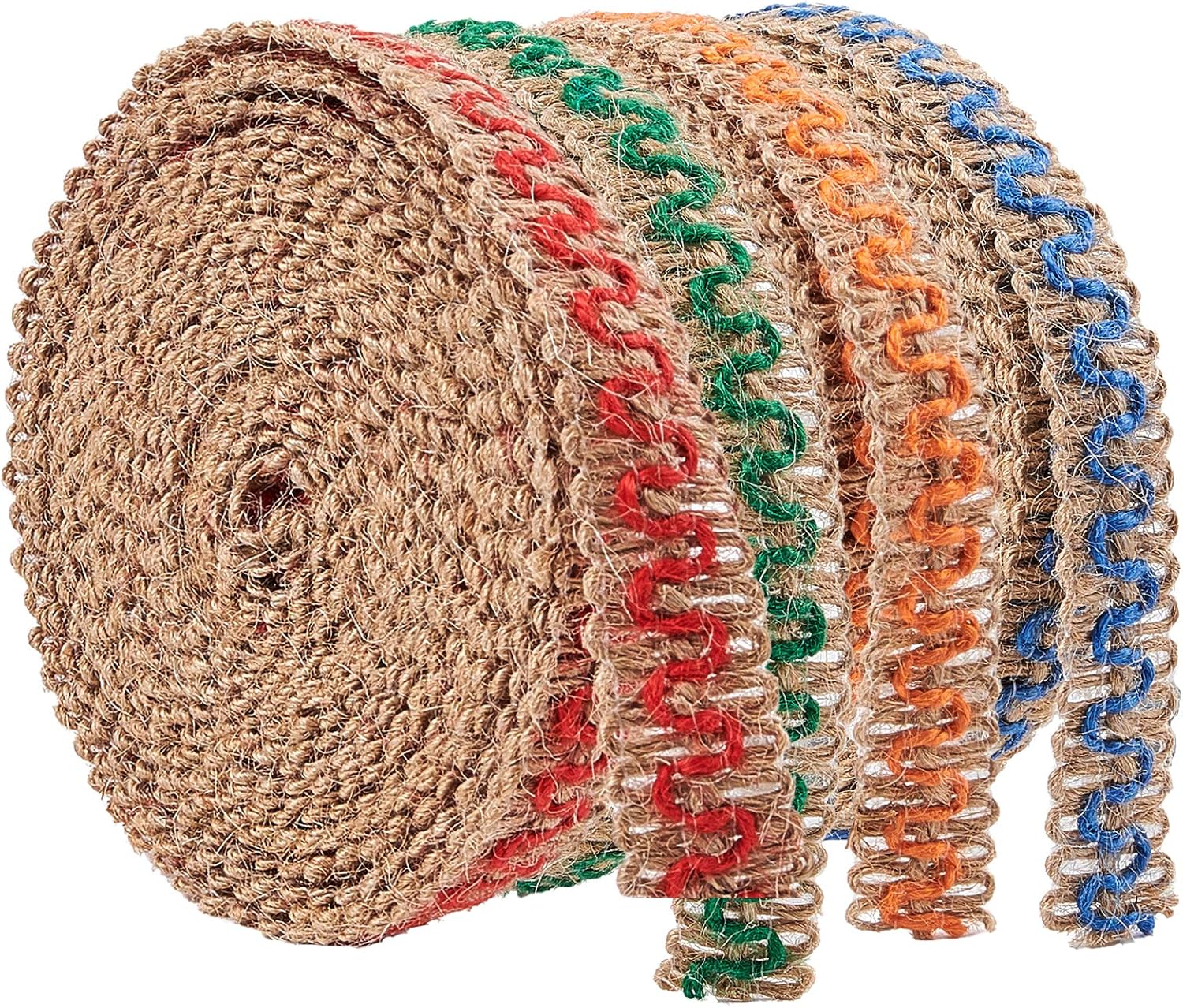 GORGECRAFT 4 Rolls Jute Ribbon 20M Natural Burlap Lace Ribbon for Crafts Gift Wraping Rustic Wedding Decorations