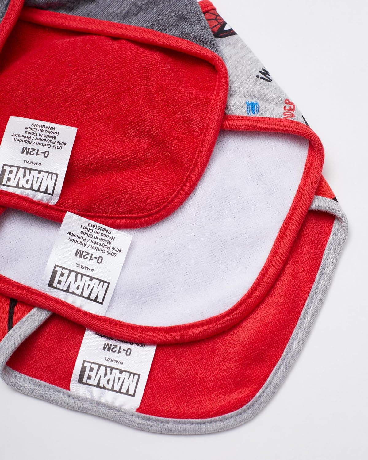 Baby Unisex Superhero Bandana Bib 3-Pack - Baby Bibs (Dark Grey/Grey/Red, 0-12 Months)