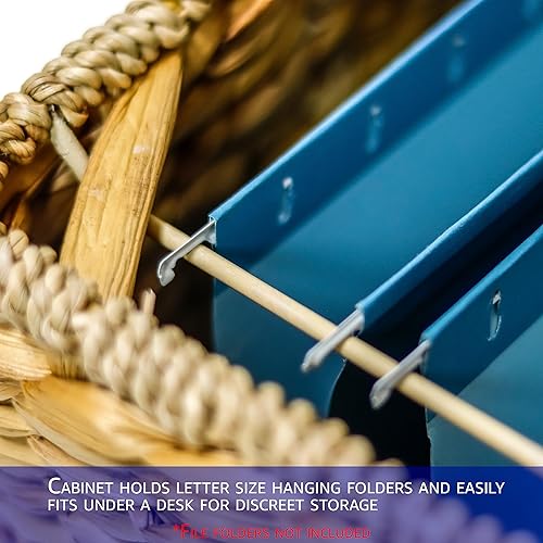 Miniatura 4 de Trademark Innovations Caja de archivo rodante Gabinete de archivo de mimbre Cestas de archivo colgante Cesta de almacenamiento de jacinto de agua