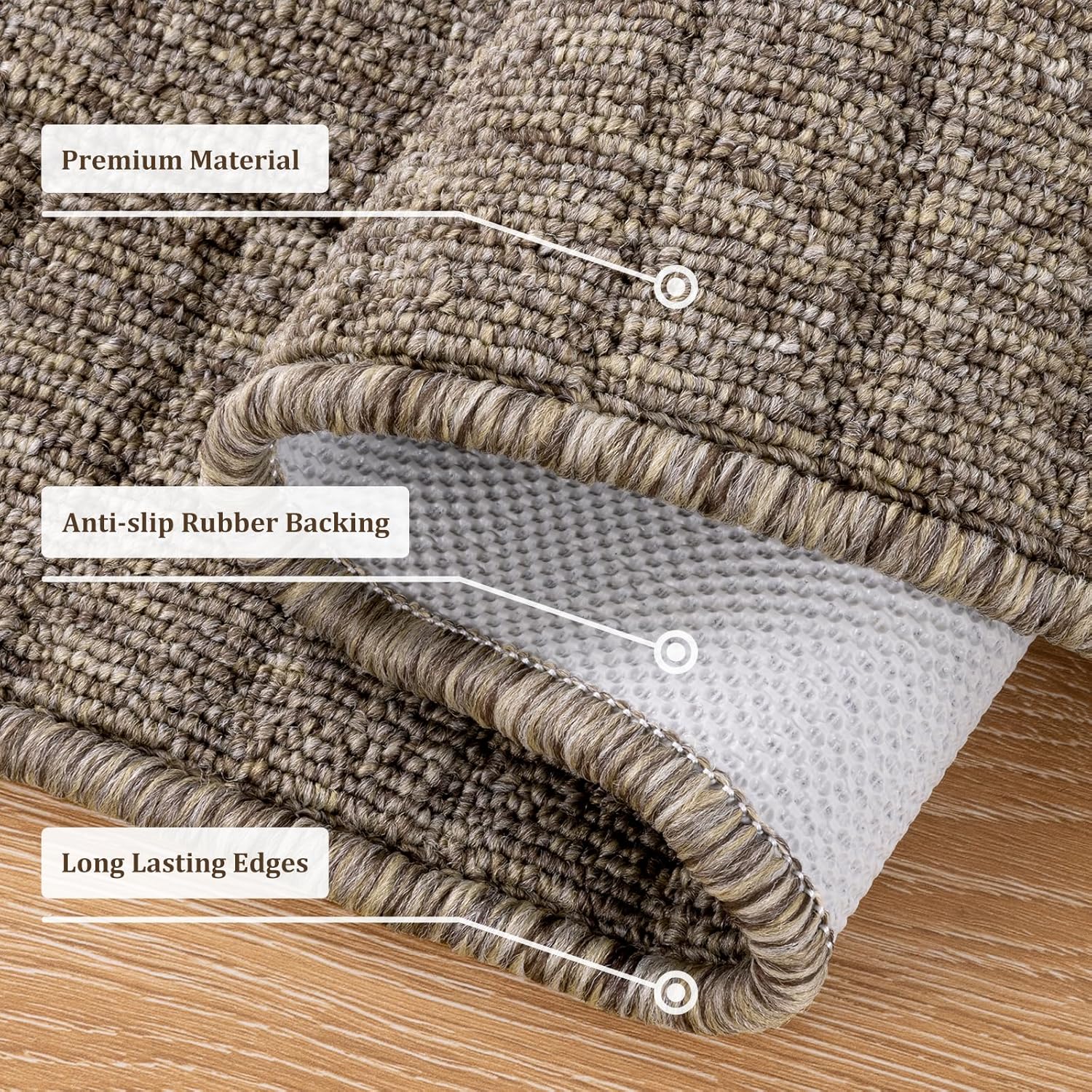 Pauwer Kitchen Mats for Floor 3 Piece Set Non Slip Kitchen Rugs Washable Farmhouse Kitchen Floor Mats Thick Long Area Rug Carpet Runner for Hallway Entryway Laundry Bathroom, Brown