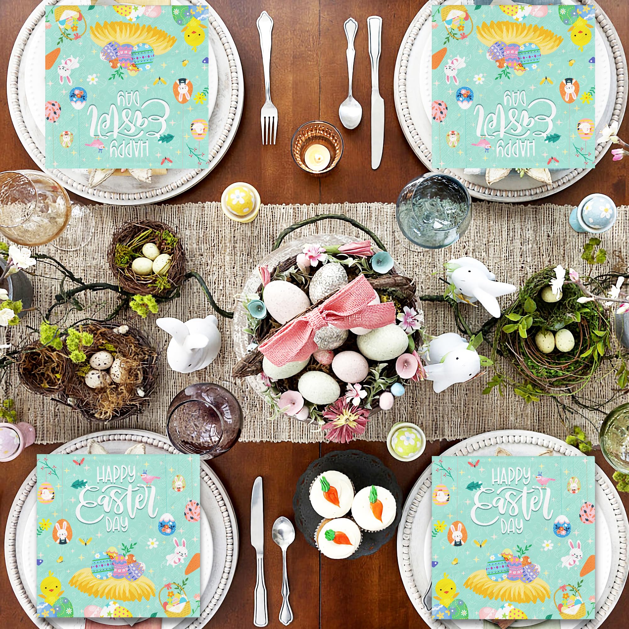 Lot de 50 Sets de Table en Papier Feuilles d'eucalyptus Set de Table jetable Feuilles Vertes Set
