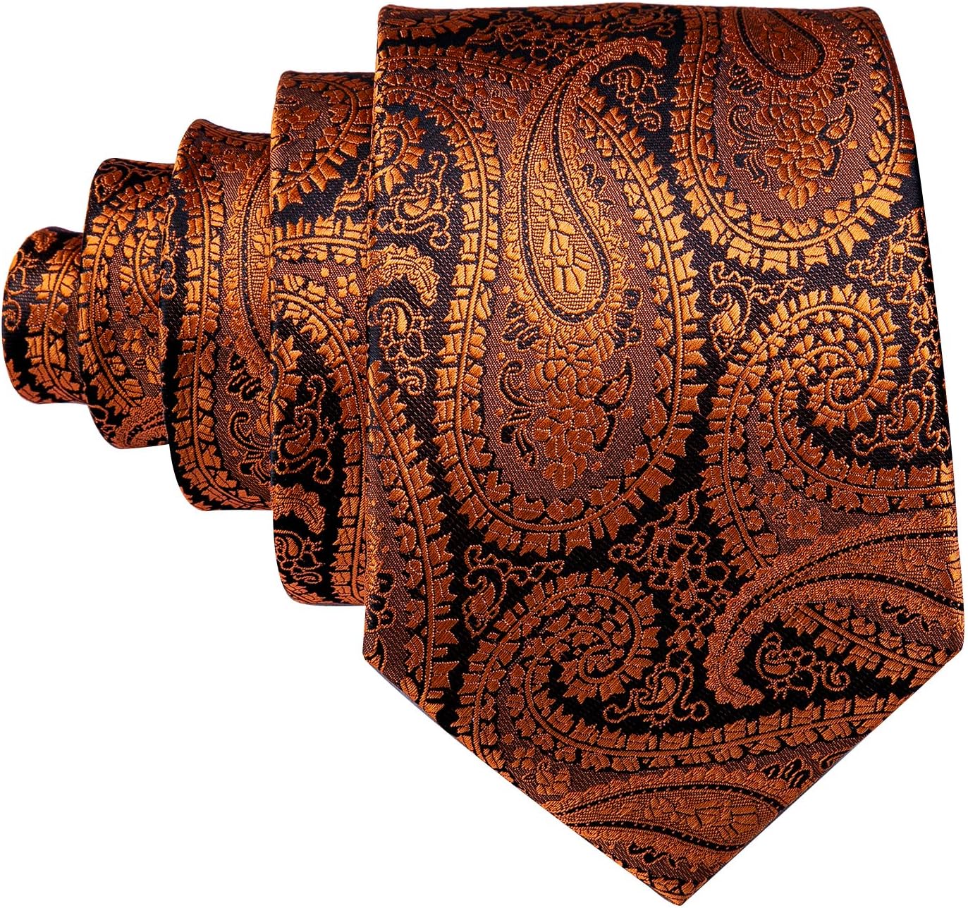 Barry.Wang Ties for Men Paisley Silk Neckties Woven Floral Tie Sets Pocket Square Hanky Cufflinks Business Wedding