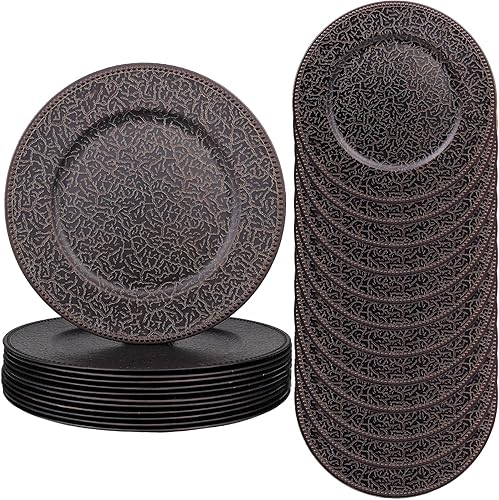 Miniatura 9 de SforGUVA Platos de carga marrones con cuentas, juego de 6 platos de plástico a granel para bodas, para decoración de mesa, vacaciones, Acción de