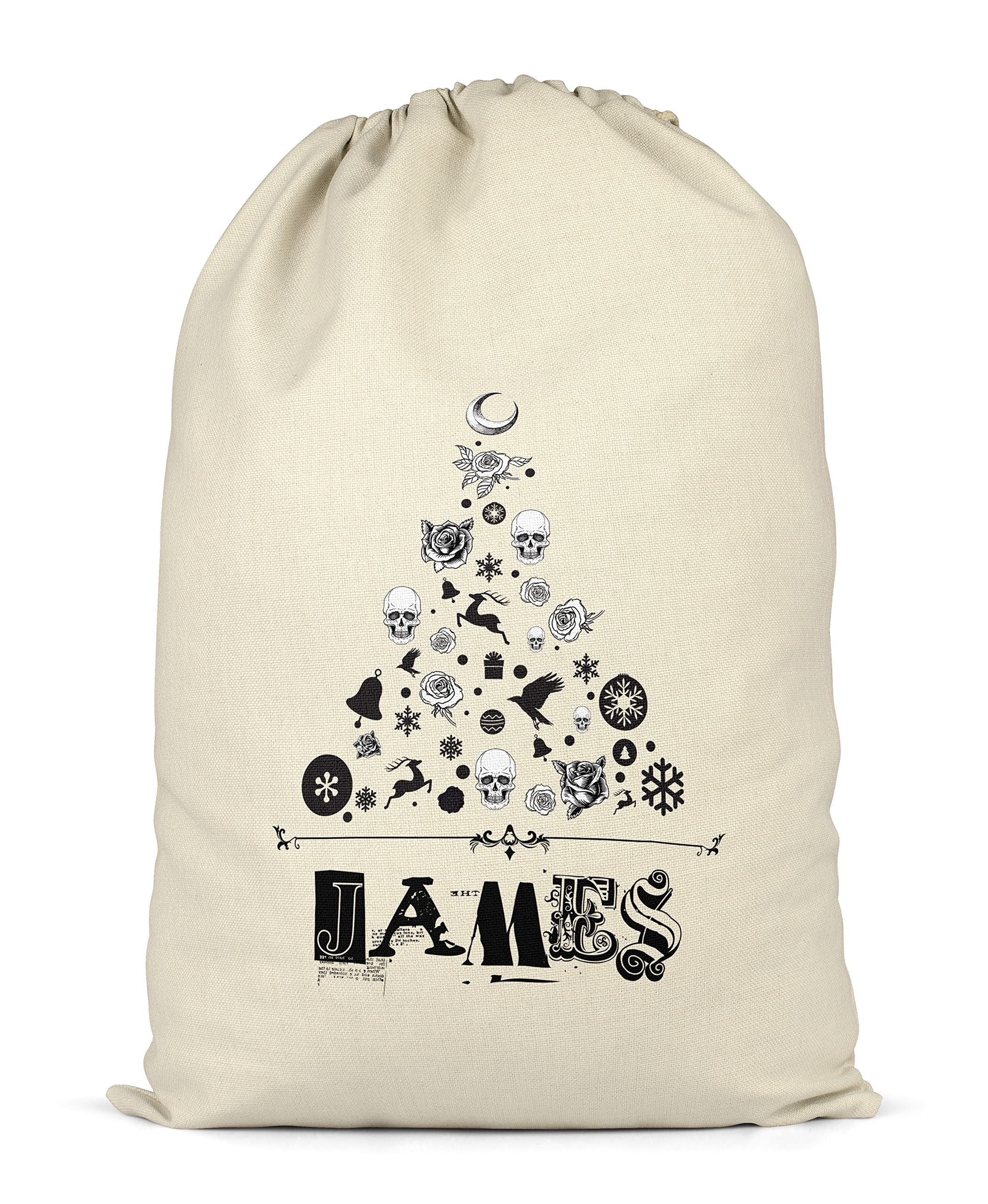 Shopagift Personalised Christmas Sack Gothic Skull Xmas Gift Bag for Presents X-Large 70cm x 50cm