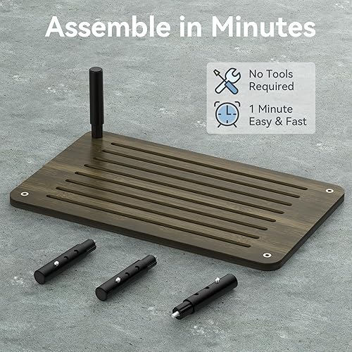 Miniatura 6 de Soporte elevador de bambú para monitor, 4 alturas ajustables, soporte para laptop de 15.55 x 9.25 pulgadas con rejillas de ventilación de flujo de