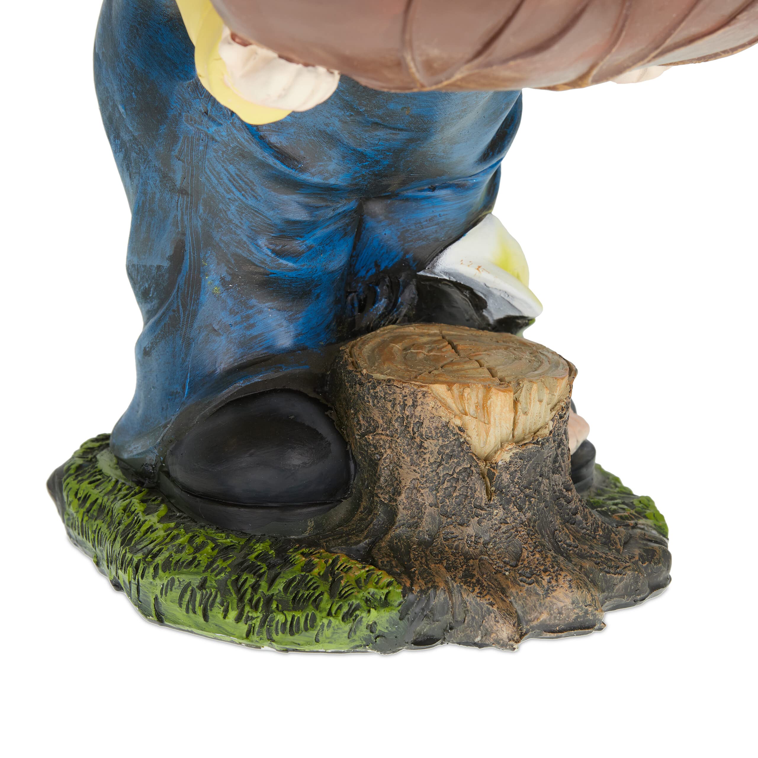 Relaxdays Gnomo Jardín con Pileta Pájaros, 36x22x22 cm, Enano Resistente Intemperie y Heladas, Piedra Falsa, Multicolor