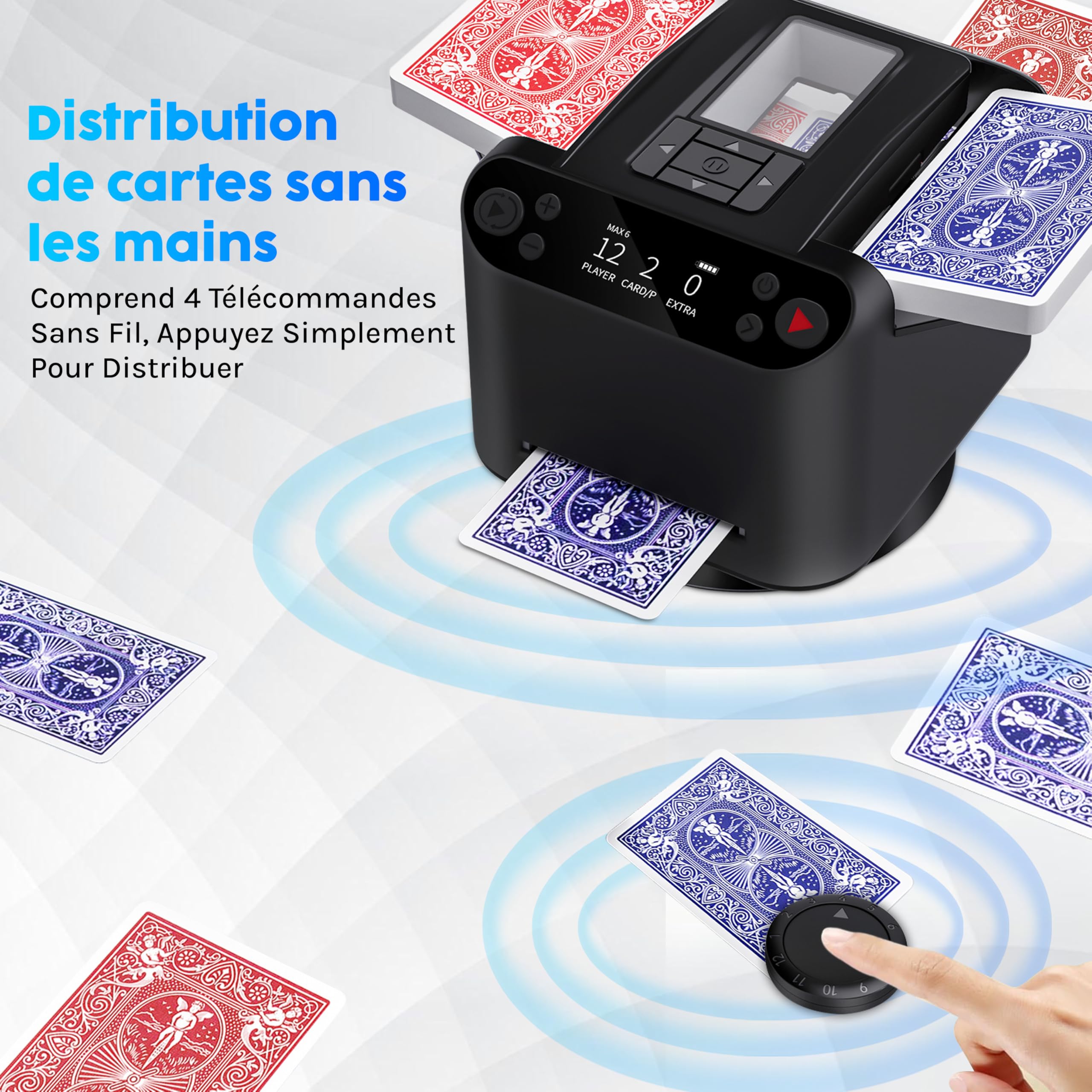 Mélangeur de Cartes Automatique avec Distribution | Rechargeable USB, Silencieux & Rapide | Idéal Poker, Blackjack et Jeux de Cartes