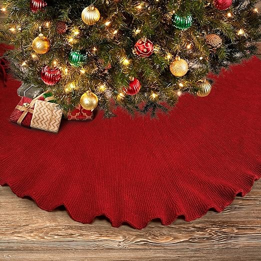 Amatesay Red Christmas Tree Skirt,48 in Tree Skirt