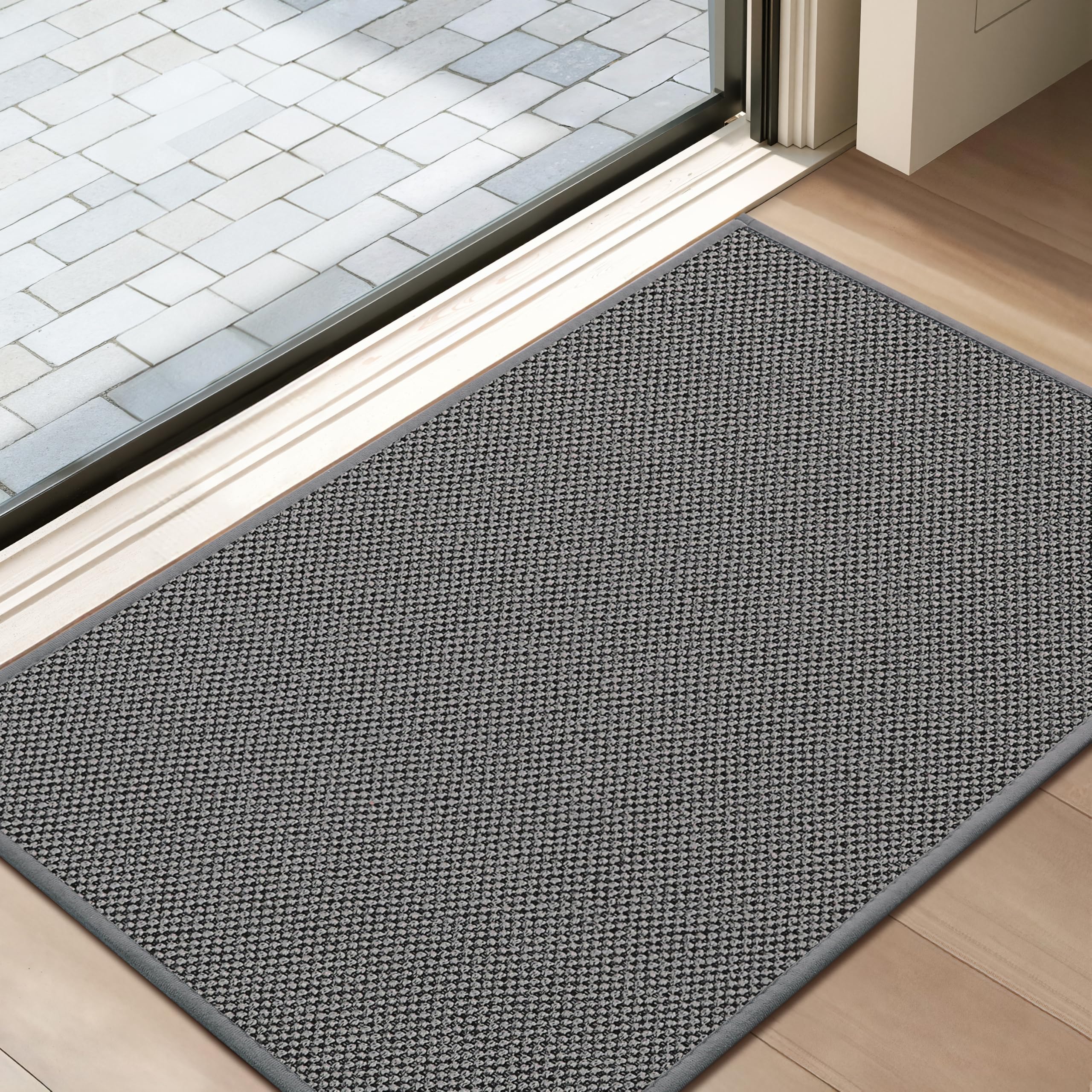 Tuocal Door Mat Non Slip Dirt Trapper Door Matts Indoor 45x75cm Grey — image 1
