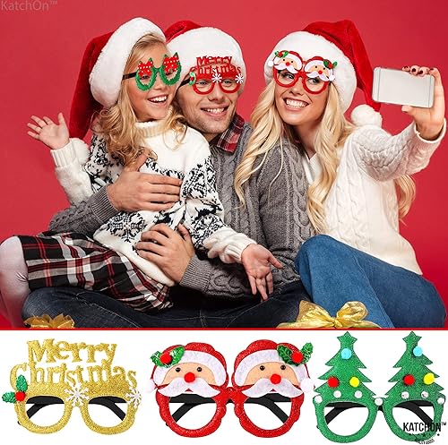 Miniatura 8 de KatchOn, Gafas de Navidad con purpurina para niños, paquete de 12  Recuerdos de fiesta de Navidad para niños, gafas de sol de Navidad, gafas de
