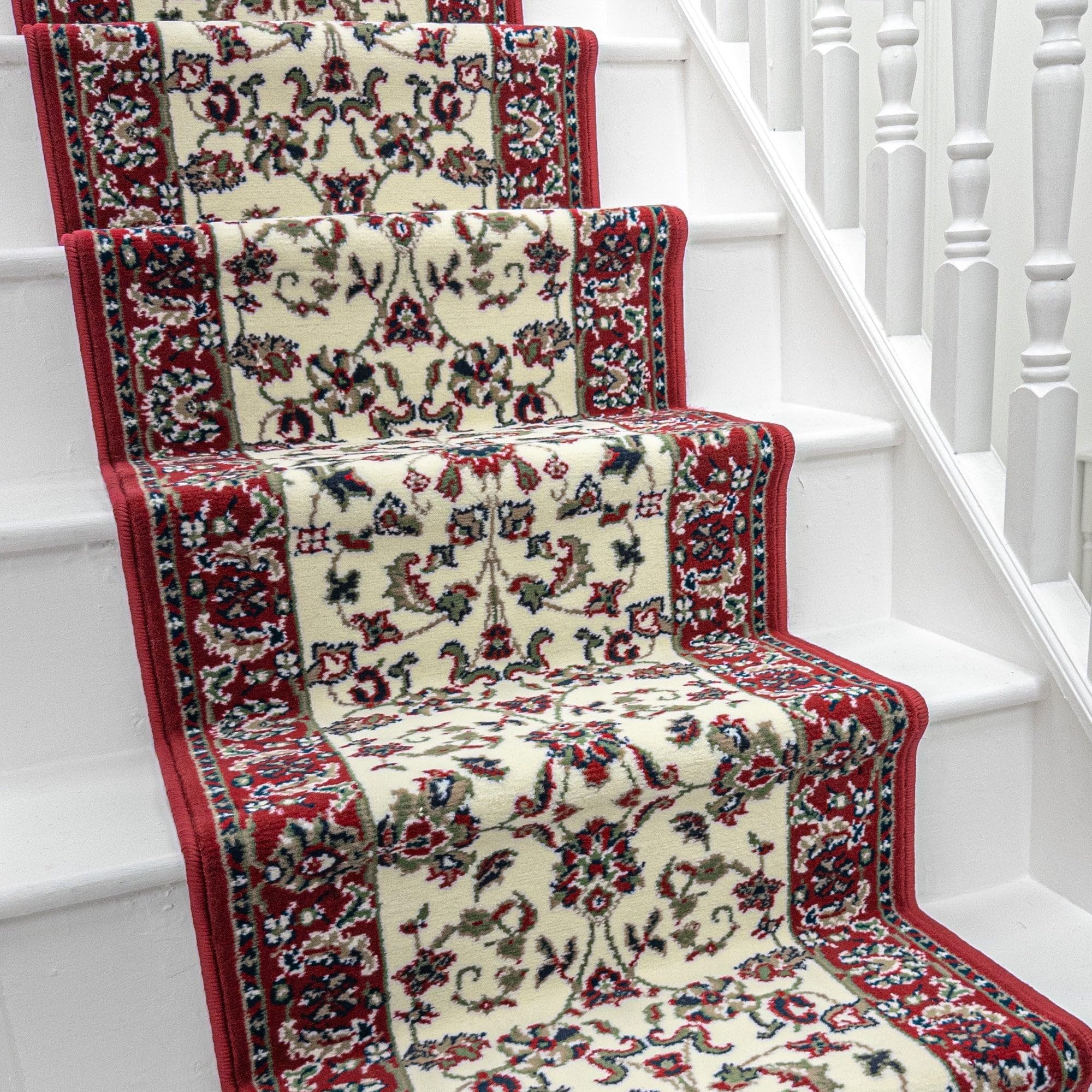 runrug Soft & Comfortable Stair Runner - Smooth & Durable Carpet for Stairs - Stain-Resistant, Fade-Resistant - Multiple Sizes - 600cm x 60cm - 9mm Thick - Persian, Cream โ image 1