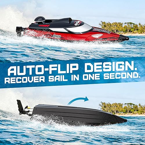 Miniatura 2 de BEZGAR Bote RC grande, barco de control remoto grande de 18 pulgadas para adultos, barco RC de velocidad rápida de 35 KMH para el lago del océano,