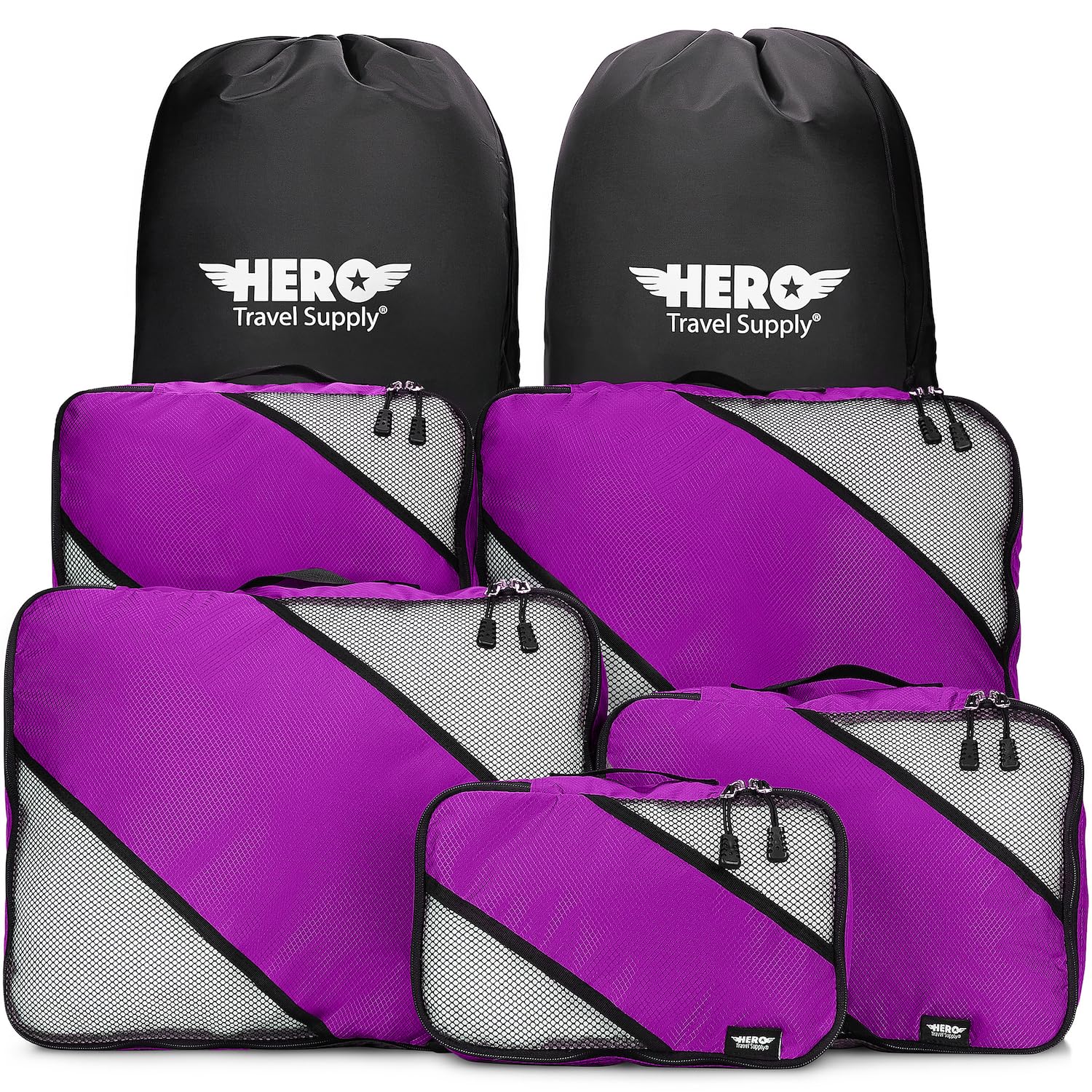 HERO Packing Cubes (5 Set) Luggage Organizers with 2 Laundry Bags