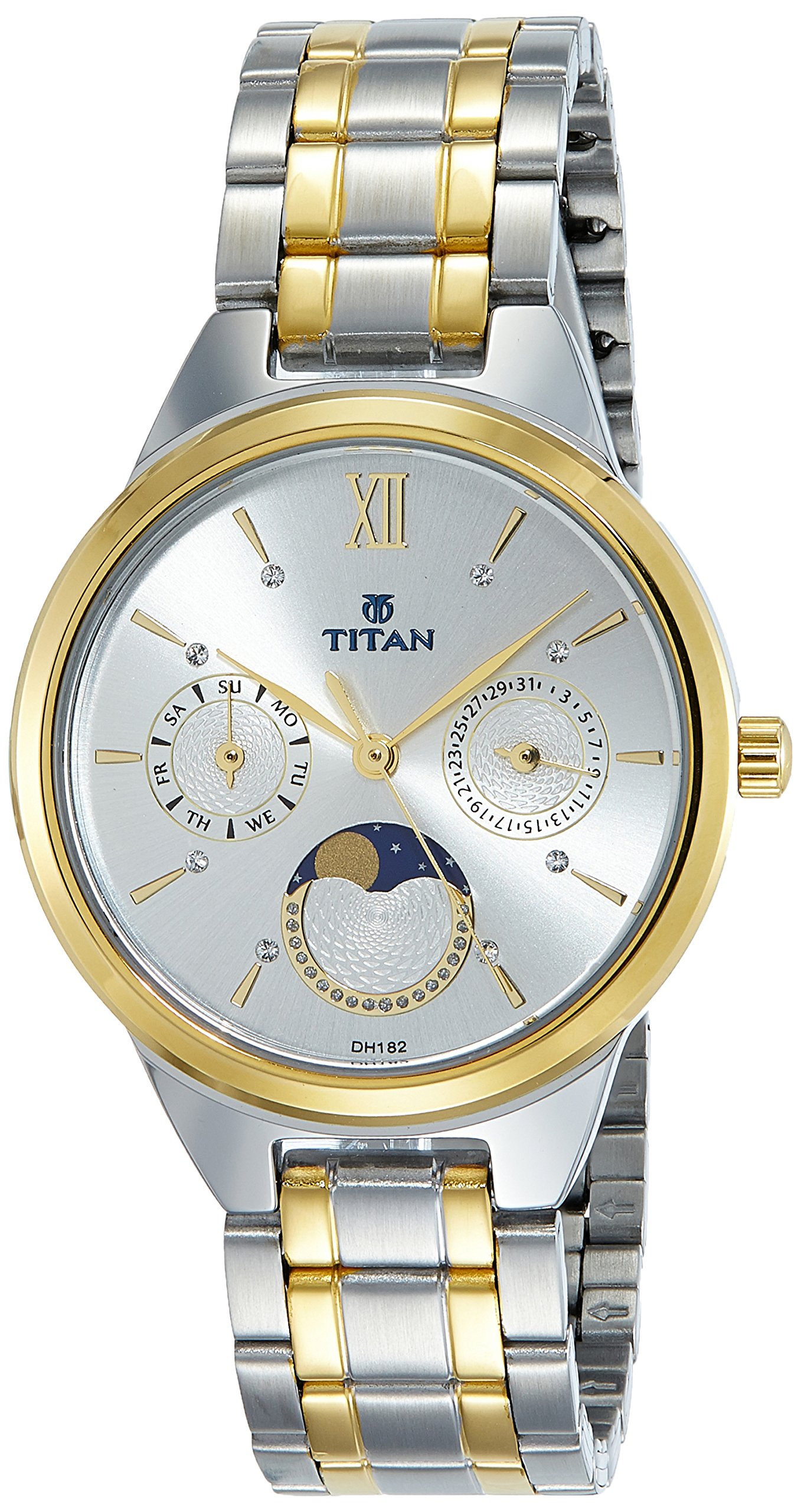 TitanSilver White Dial and Band Analog Stainless Steel Watch For Women -NR2590BM01