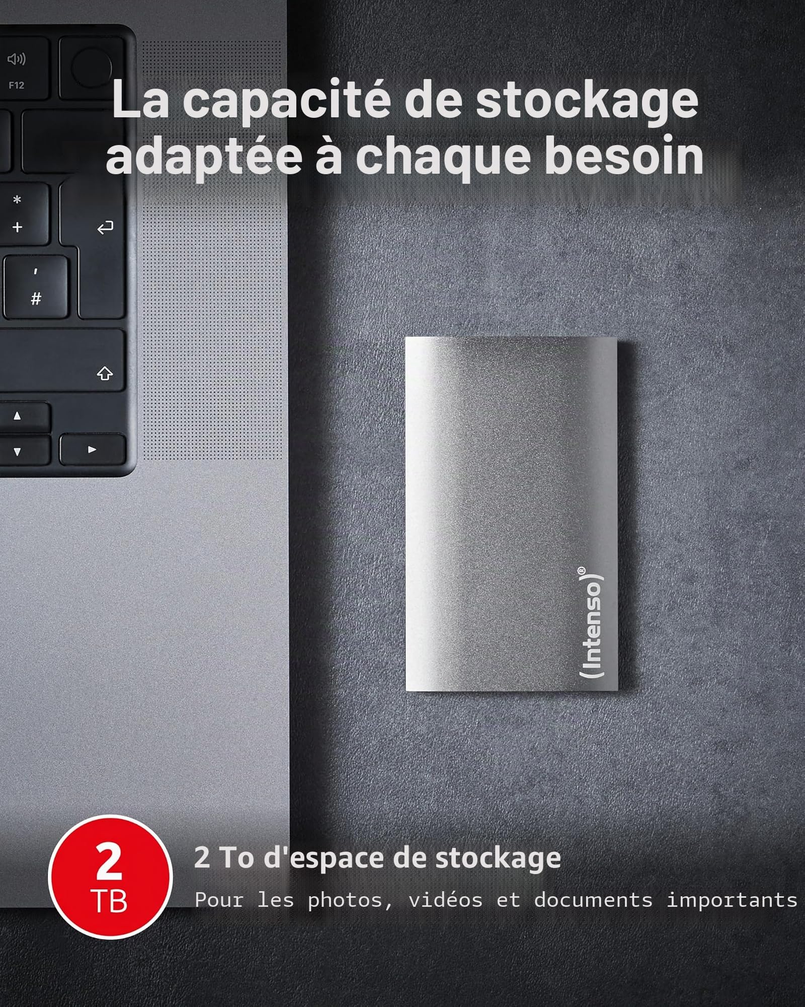 Intenso 3823460 Disque Dur Externe SSD, 2 To, USB 3.0, Anthracite