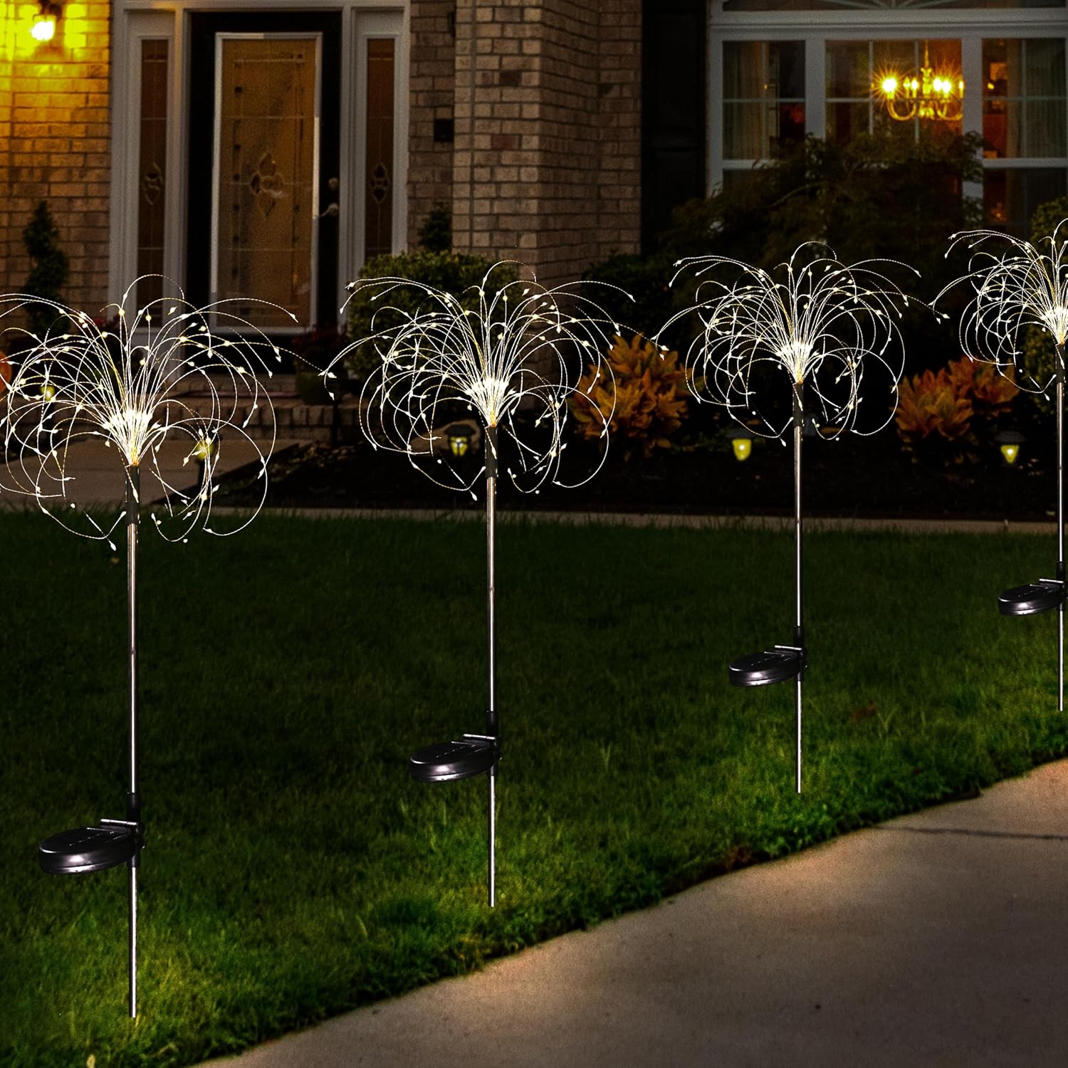 150 LED Fire Light Solar Garden Lights Waterproof Outdoor String Lights with 8 Modes Twinkling Lights for Garden Patio Yard Pathway (Warm white-150led, 4)