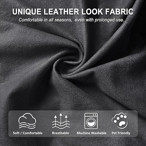 Miniatura 26 de Fundas para sillas reclinables con aspecto de cuero, funda elástica de 4 piezas, funda suave para silla reclinable, protector de muebles lavable