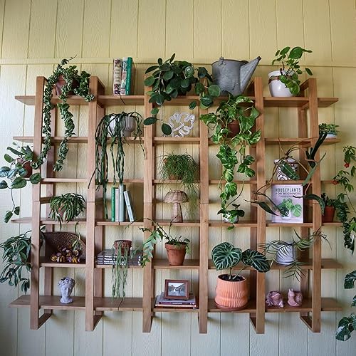 Miniatura 5 de Nathan James Theo estantería flotante con 4estantes, para montaje en pared, con marco industrial de tubo de metal y madera natural, nuez moscadanegro