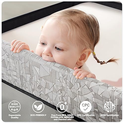 Miniatura 2 de Sweeby Corralito plegable de 79 x 71 pulgadas para bebés y niños pequeños con puerta, corralito extra grande con puerta de juego para valla de bebé