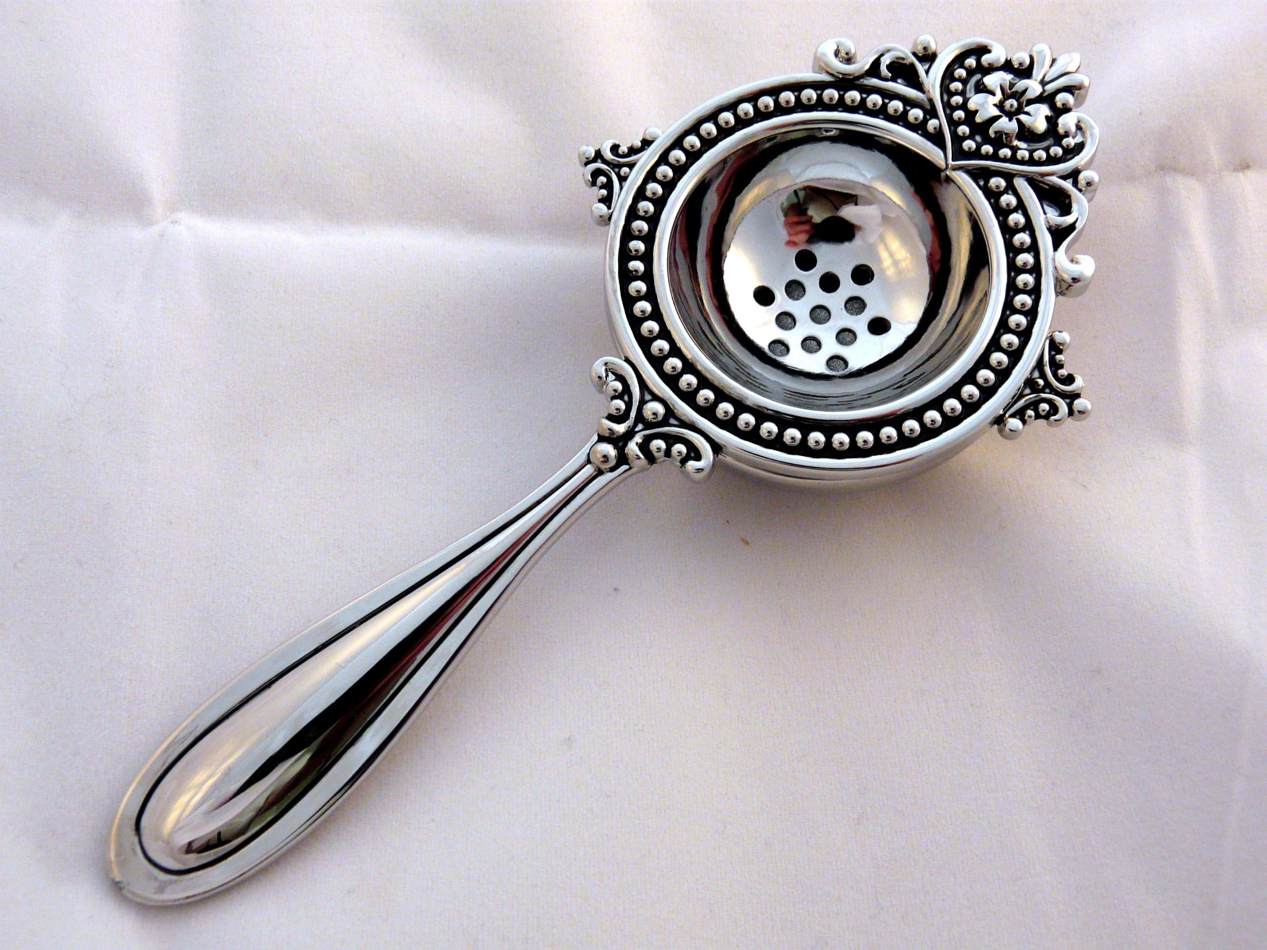 Silver Plated Tea Strainer and Stand