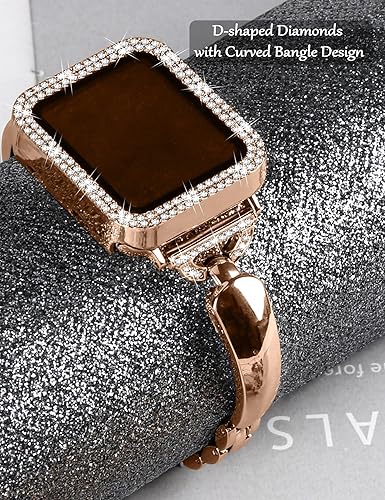 Miniatura 9 de JOYOZY Correas de metal compatibles con Apple Watch Band con funda protectora de pantalla brillante para IWatch de 1.496 pulgadas, 1.575 pulgadas,