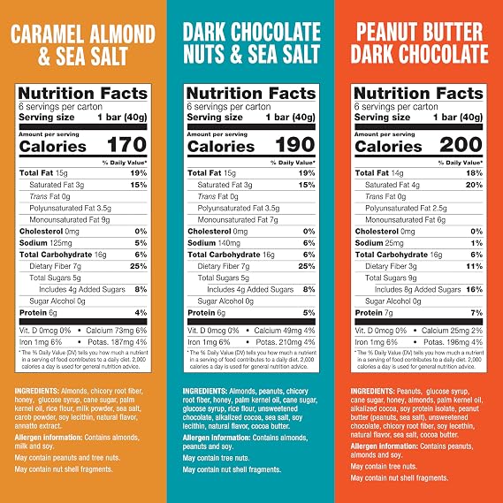 KIND Healthy Snacks Bars Variety Pack, Gluten Free, Low Sugar, High Fiber Snacks, Dark Chocolate Nuts & Sea Salt, Peanut Butter Dark Chocolate, Caramel Almond & Sea Salt, 6-7g Protein, 18 Count