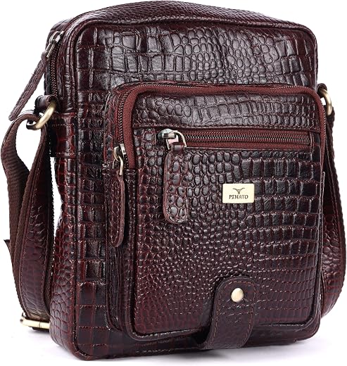 Pinato Genuine Leather Messenger Sling Bag for Men Women | Multipurpose Cross-Body Bag for Travel, Work & College | Adjust...