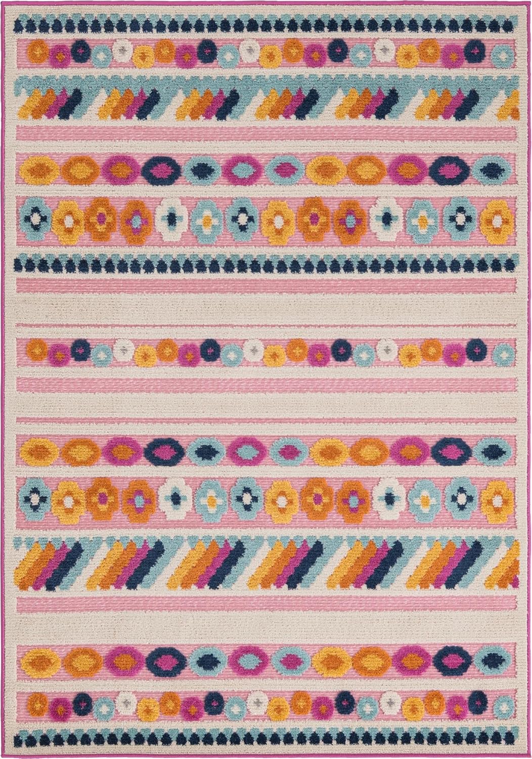 Rugs.com Aruba Outdoor Collection Rug – 4' x 6' Pink Low-Pile Rug Perfect for Any Outdoor Space, Entryways, Kitchens, Breakfast Nooks, Accent Pieces