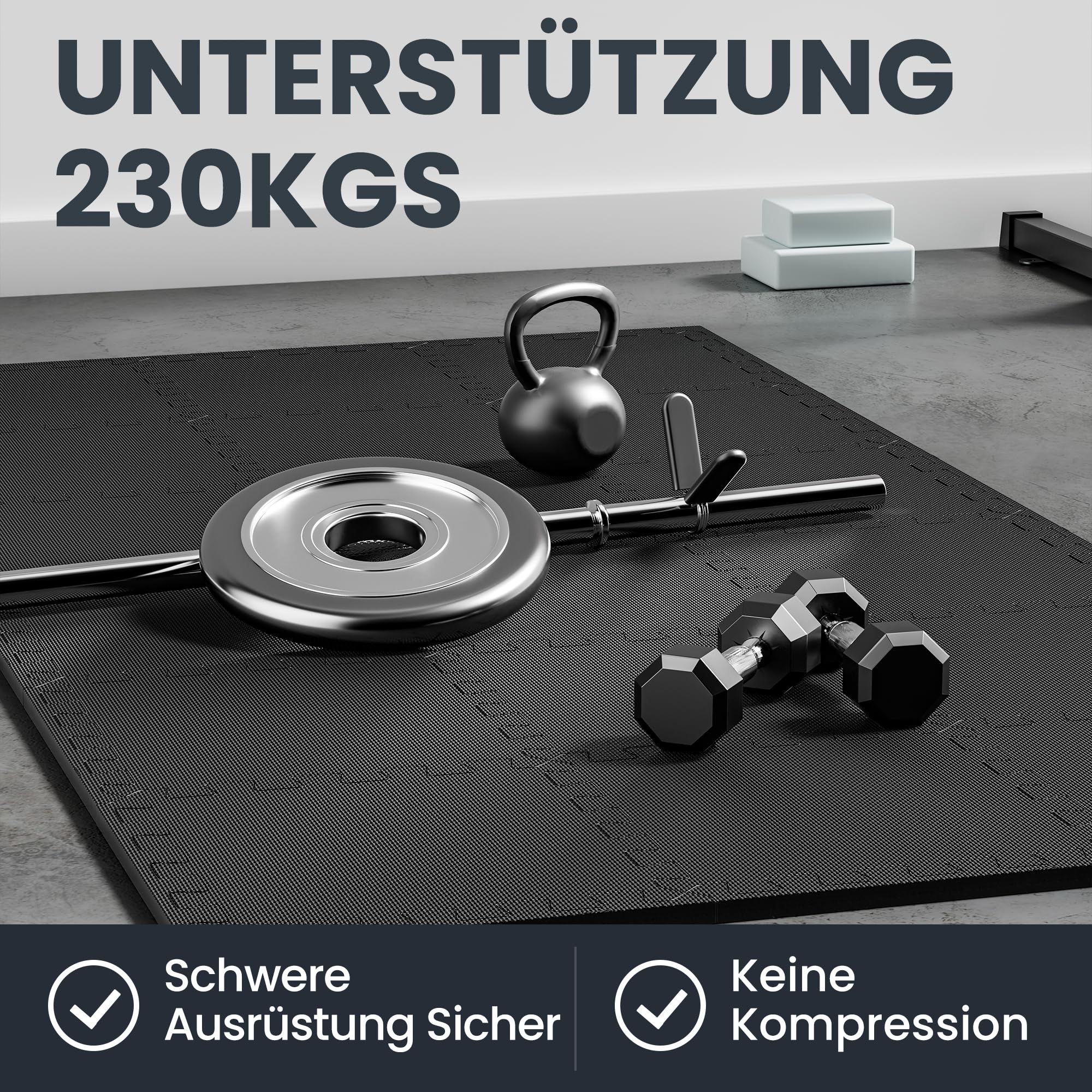 Ultrasport Bodenschutzmatte Trainingsmatte - 18 oder 54 Stücke - Extra Dicke Bodenmatte mit 20% mehr Schutz rutschfeste Schutzmatten Fitness, Fitnessmatte, Puzzlematte Boden, Gym Matte Sport