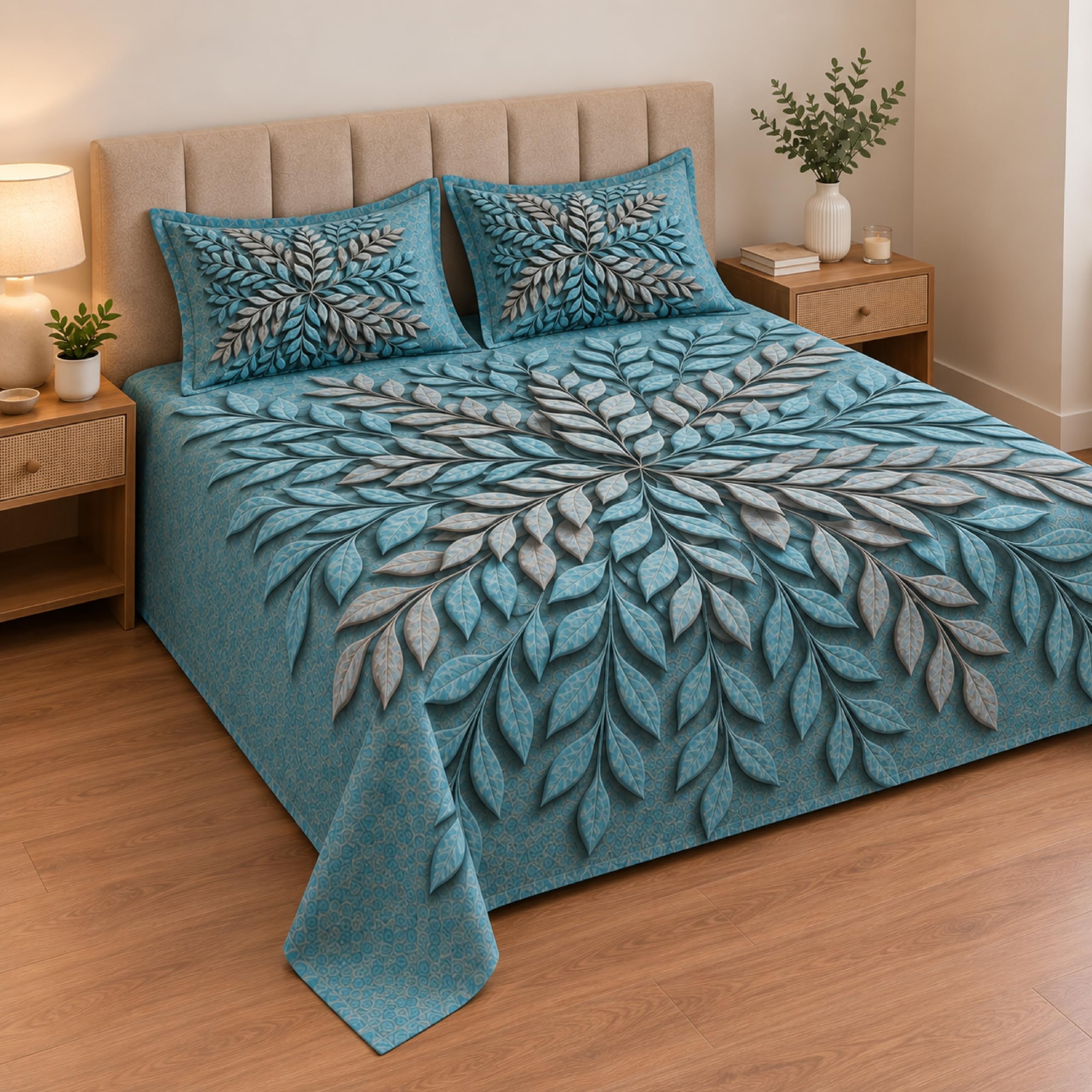 Signature Microfiber Queen Bedsheet Set - Ivory Geometric -16