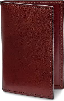 Bosca Mens Leather Card Holder Wallet - Slim, Front Pocket Design, 4 Card Slots Calling Card & ID Case for Men - Dark Brown