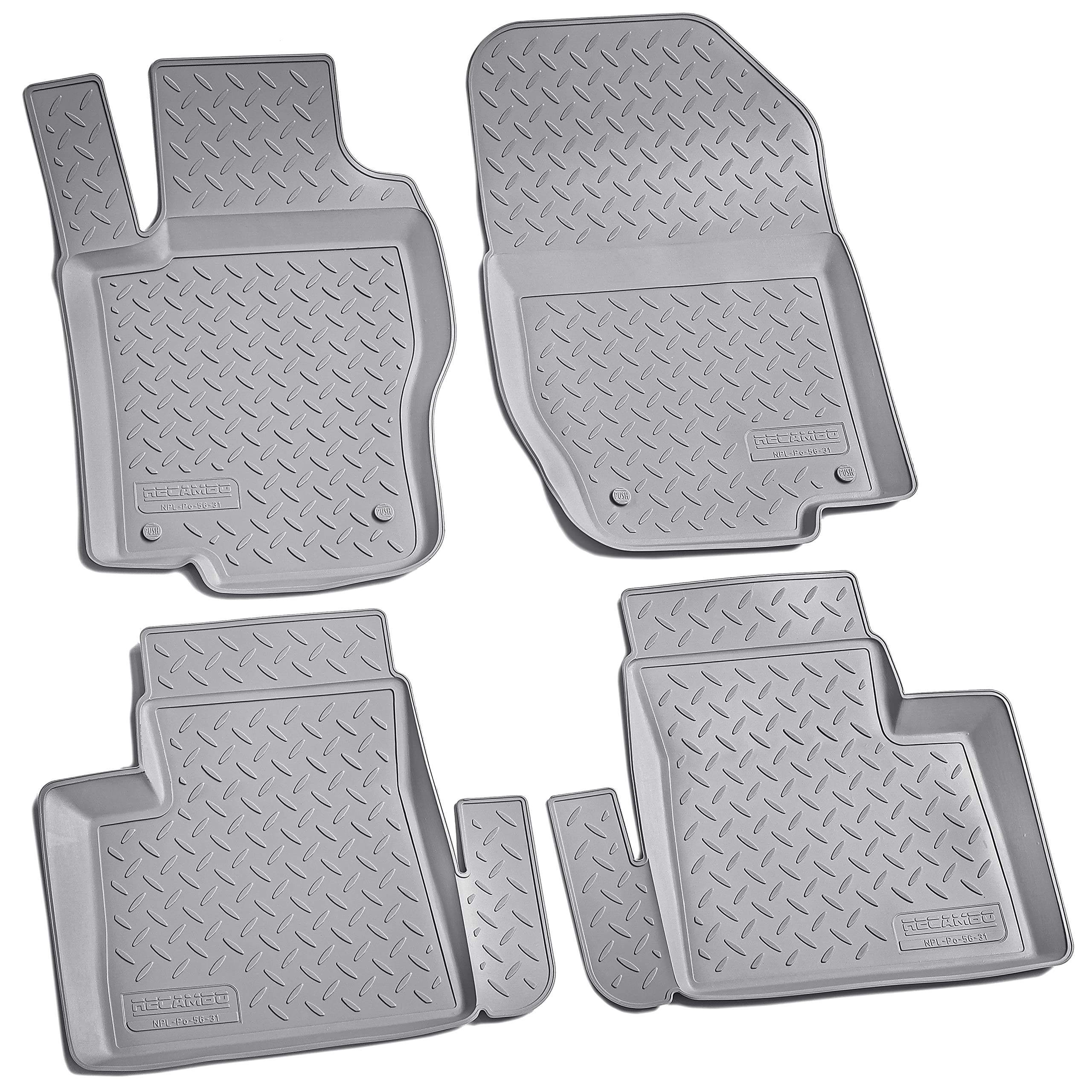 Recambo Tappetini in gomma 3D compatibili con Mercedes Classe GL X164 | 2006 2012 | Tappetini in gomma | su misura | con bordo | grigio