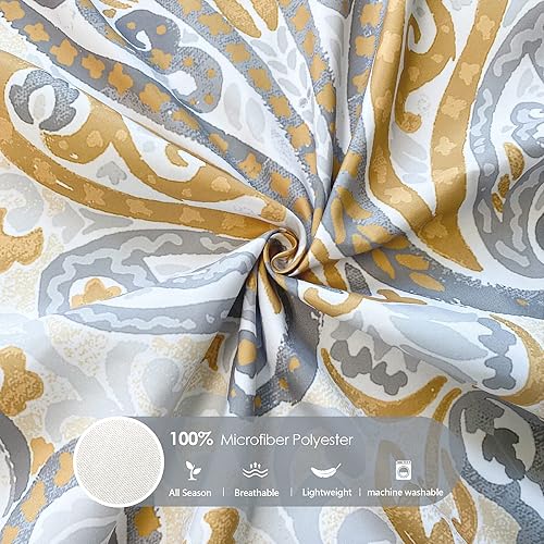 Miniatura 5 de Style Quarters Duvet Cover Queen-Yellow Damask Queen Size Duvet Cover Set 3PCS Soft Breathable Boho Bedding Sets Includes 1 Duvet Cover and 2 Pillow