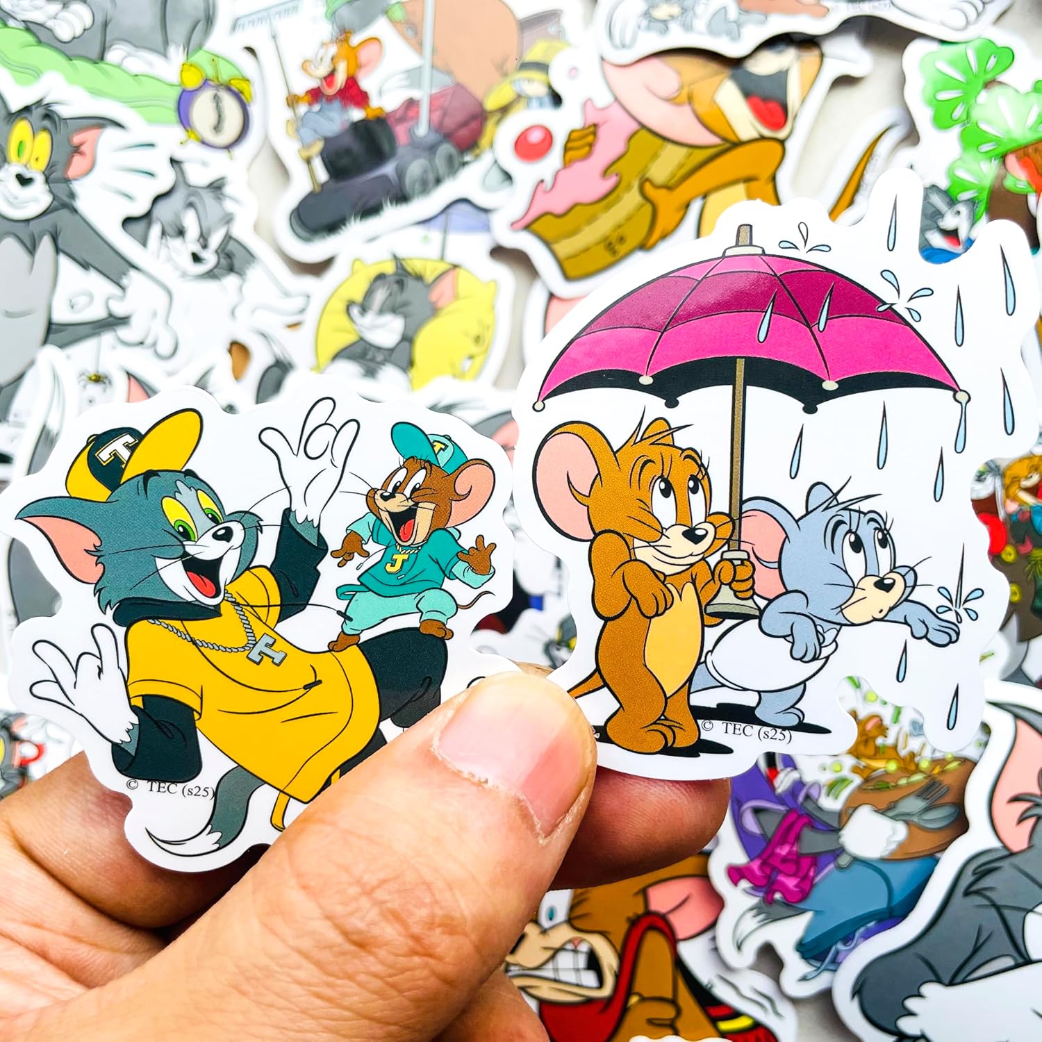 50Pcs Official Licensed Tom and Jerry Stickers Pack – Classic Anime Decals for Laptop, Water Bottle, Journal, Scrapbooking, Retro Animation Art Collection image 3