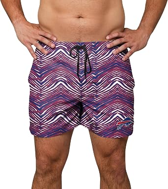 Zubaz NFL Mens 5.5 Inch Swim Trunk, Official Licensed Football Gear, Quick Dry Boardshorts, Summer Beachwear