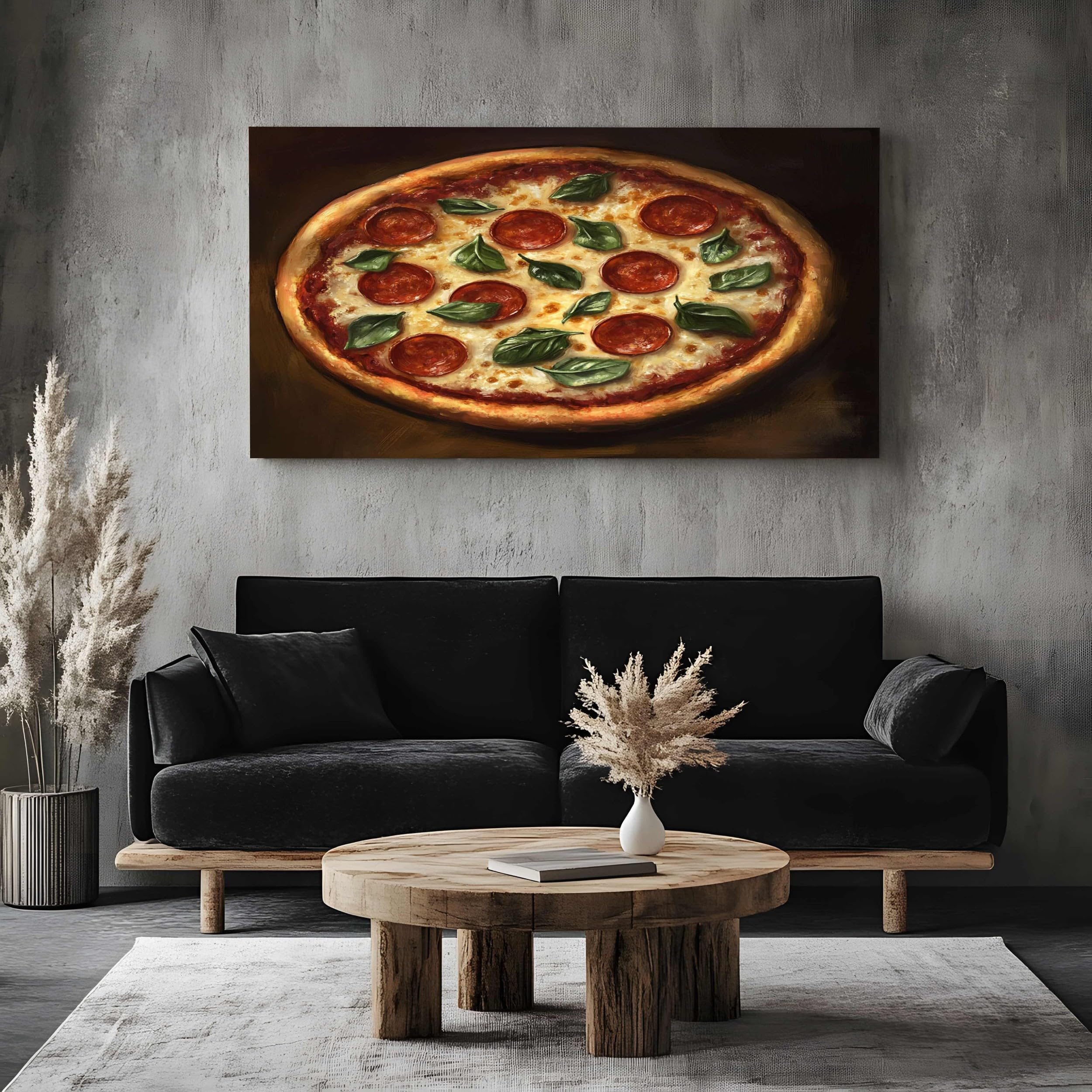 ZORYAN Food Pizza Canvas Wall Art for Living Room Painting Pepperoni Pictures for Walls Large Painting Artwork Prints for Home Decorative Frameless 70x140 cm