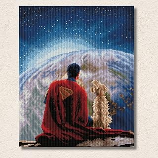 CRAFTHUB Diamond Art – Superman and Krypto – 5D Diamond Painting Kit & Tools – with Big Trays & Light Pens – Officially Licensed Merchandise – 17.7" x 21.7"