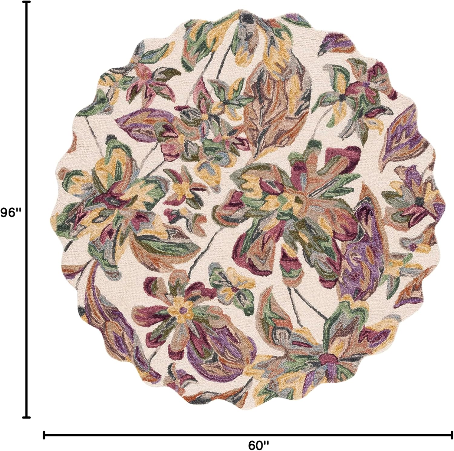SAFAVIEH Blossom Collection Area Rug - 5' x 8', Ivory & Plum, Floral Design, Handmade Wool, Ideal for the Living Room, Bedroom, Dining Room (BLM461A-5)
