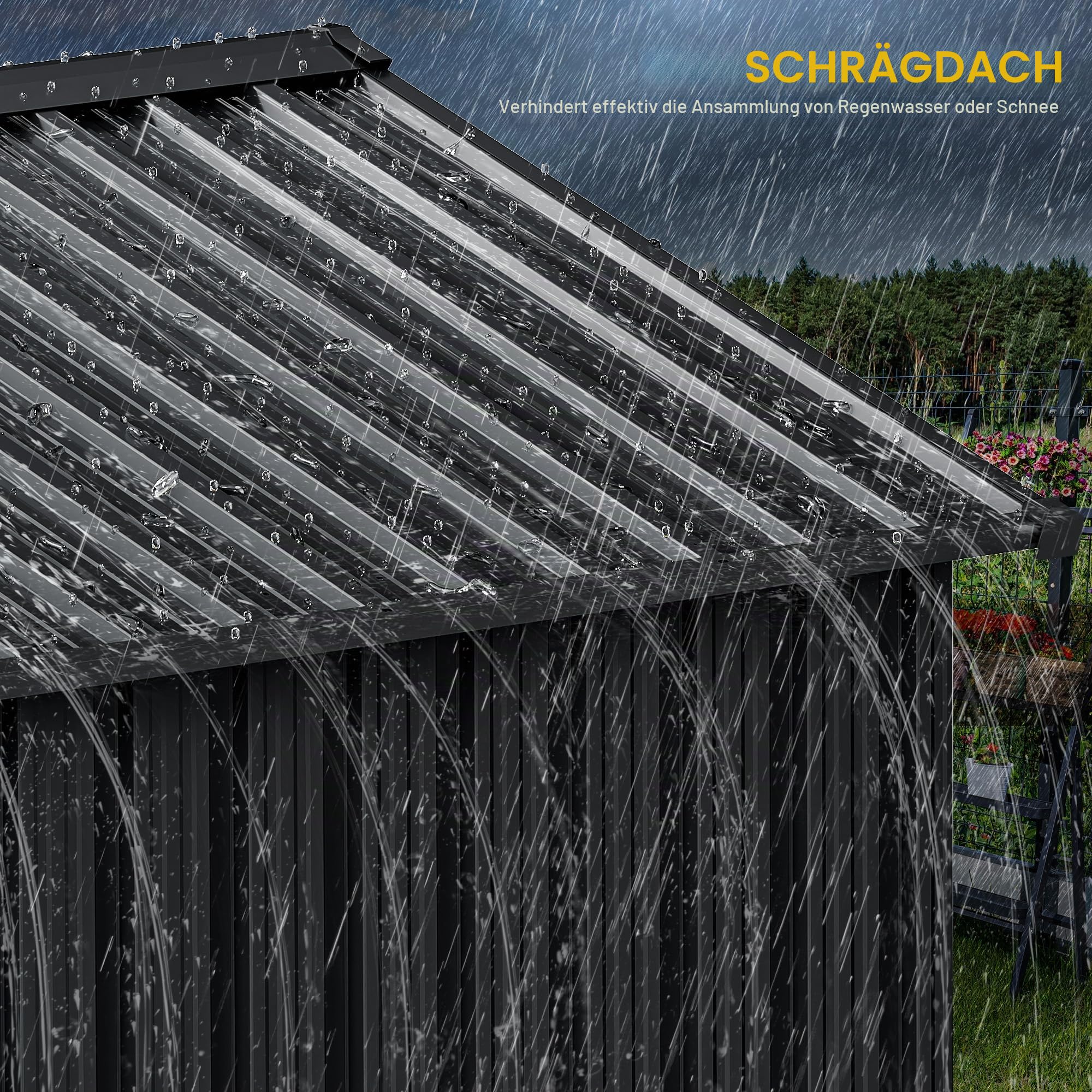 YITAHOME Gartenhaus, abschließbar, verzinktes Metall, Outdoor-Schuppen, wasserdicht, mit 4 Lüftungsschlitzen für Fahrrad, Werkzeug, Rasenmäher, Dunkelgrau, 171 x 98 x 184 cm
