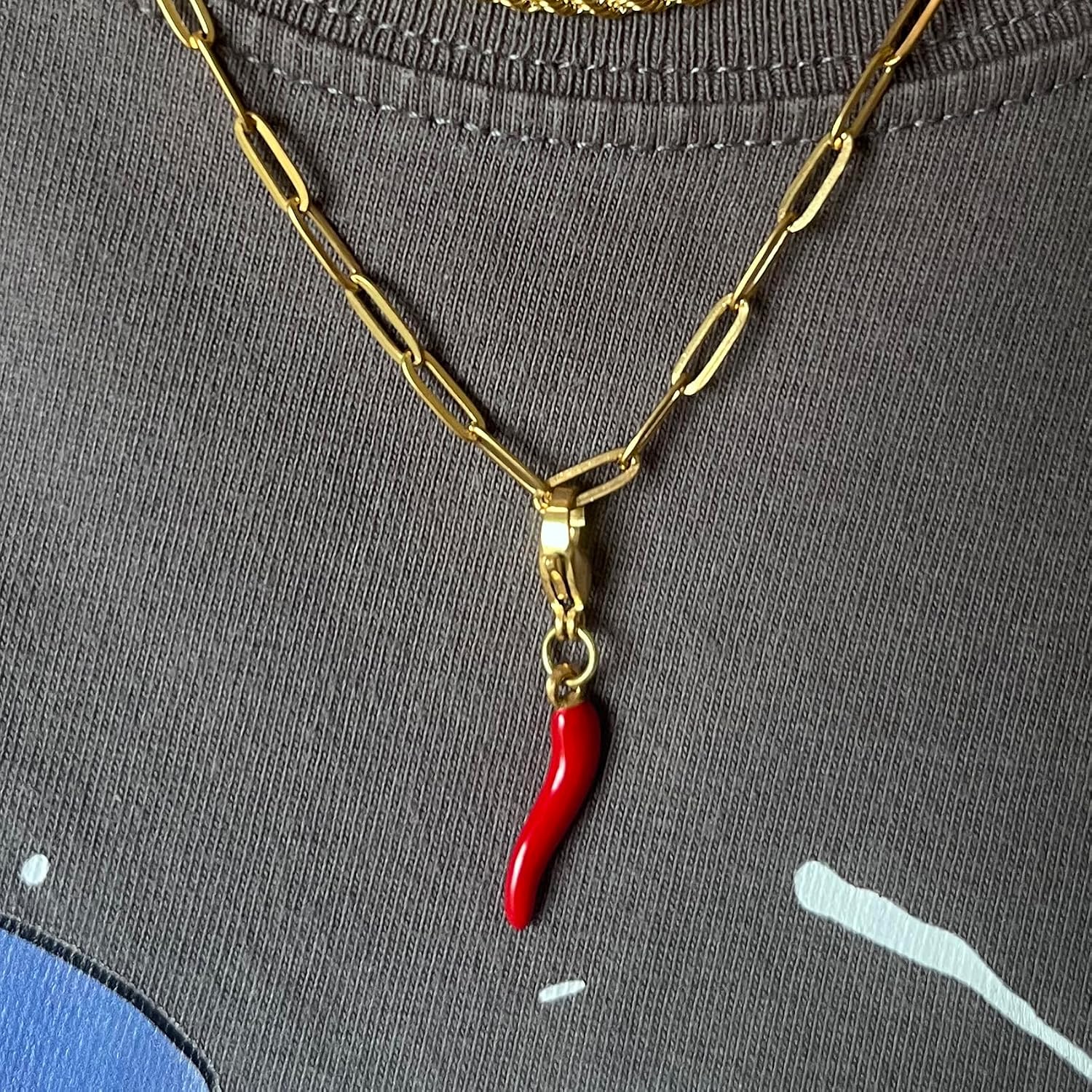 AMOBESTER Stainless Steel Chili Pepper Charms – Italian Horn Charm, Italian Luck Pendant for Bracelet, Necklace, Zipper Pull, Keychain – Hot Crops Clip-On Charms