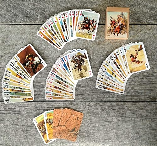 Miniatura 3 de FLONZGIFT Wild WEST - Juego de cartas (baraja de póquer, 54 cartas, todas diferentes), vintage, vaqueros, pioneros, indios