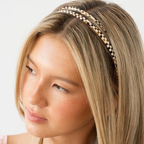 Vista 18 de France Luxe Diadema azul marino para mujer, diadema de plástico fino ultracómoda de 1/4 pulgadas, Nacro Ocean, flexible, antideslizante, dientes