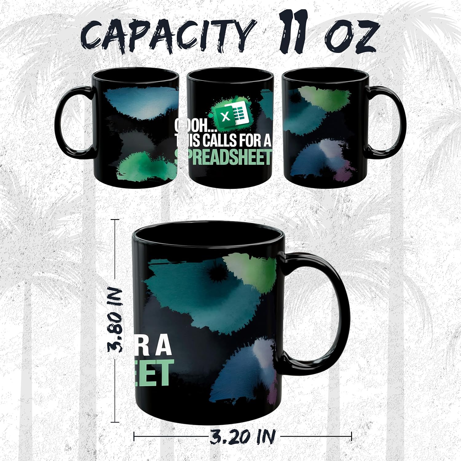 Oh This Calls for a Spreadsheet Ceramic Coffee Mug 11oz Funny Accountant Excel - Tea Coffee Mug with Comfortable Grip - Unique Fun Gift Cup for Office or Home - Vibrant Long-Lasting Print ID45211 - Image 2