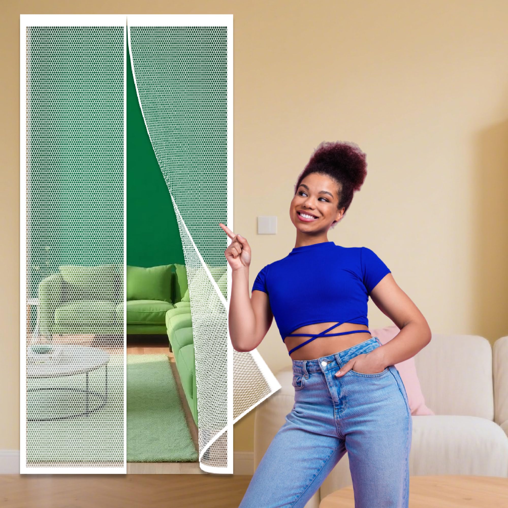 Taolitao White Magnetic Screen Door 72 X 193 Cm Without Drilling Door Fly Screen Curtain Dogs Pets Friendly For Patio Fly Curtain,