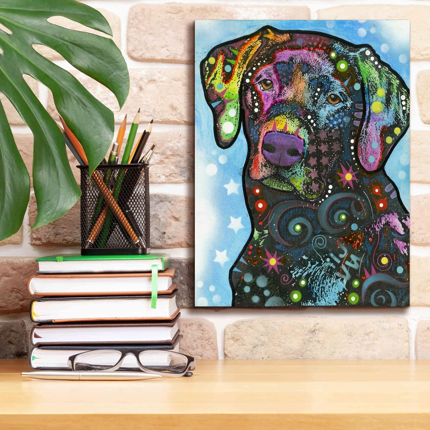 Epic Graffiti 'Blue Lab' by Dean Russo, Canvas Wall Art, 12"x16"