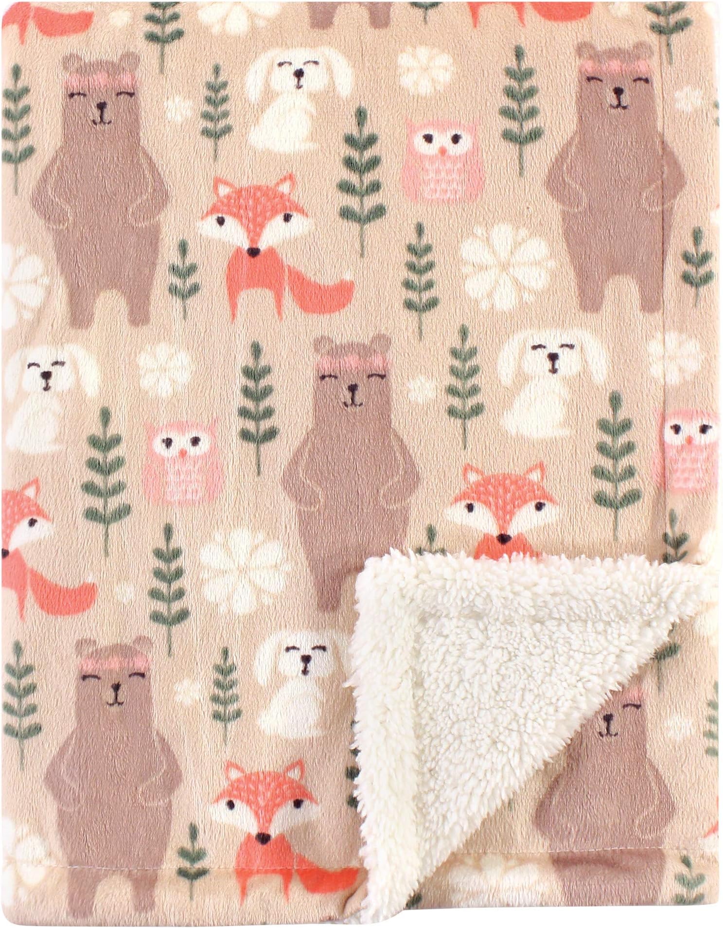 Unisex Baby Plush Mink and Sherpa Blanket, Girl Forest, One Size