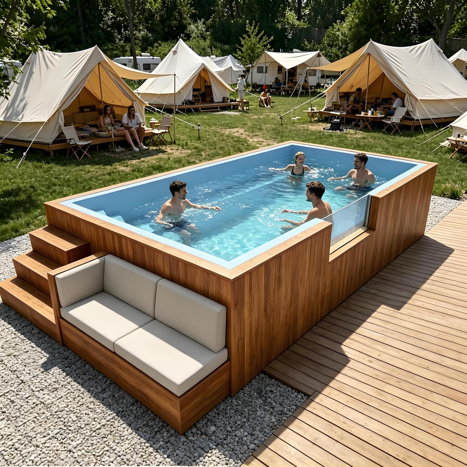 Large Capacity Container Swimming Pool | Prefab Modular Above Ground Pool | Weatherproof No Digging Fast Installation Space Saving Pool for Backyard Small Yards Garden Patio Family Gatherings