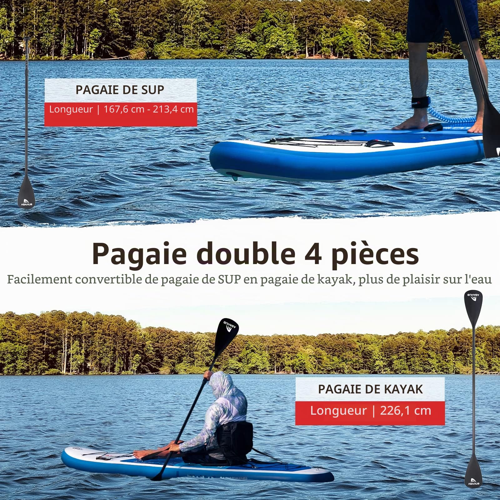 Abahub Paddle Gonflable Adulte avec Siege Stand Up Paddle Planche de Sup Ensemble, Bleu/Vert/Orange, Pagaie Aluminium Réglable, Siège Kayak 320x78/84x15cm