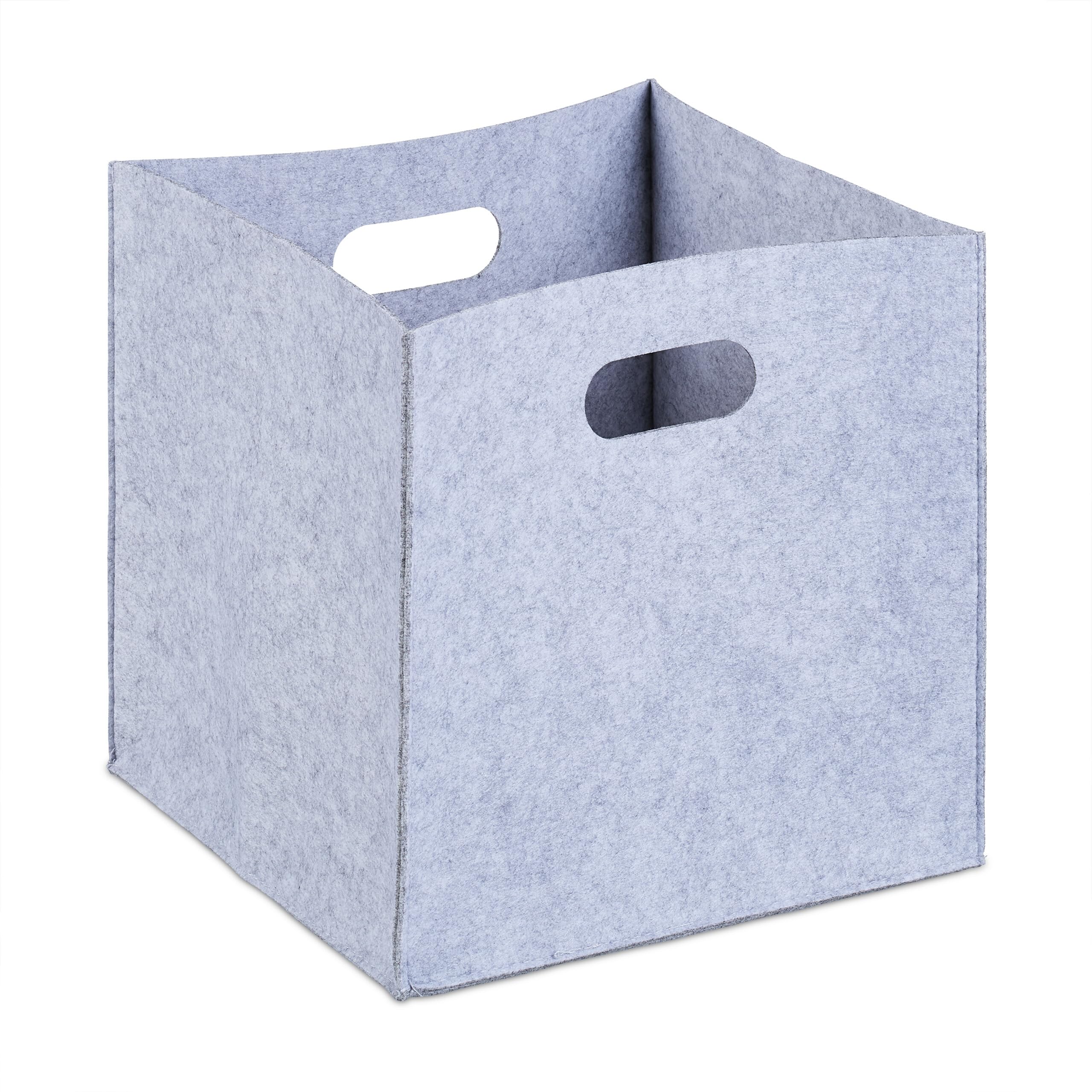 Relaxdays Panier à bûches, Lot de 10, Feutre, Corbeille à journaux, Sac, Pliable, 2 poignées, HxLxP : 30x30x30 cm, Gris