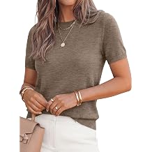 PRETTYGARDEN Womens Short Sleeve Sweaters Summer Tops | Crew Neck, Soft Cozy Knit, Going Out Tops, Basic Versatile Style, Work Shirts, Business Casual Outfits, Fashion Clothing